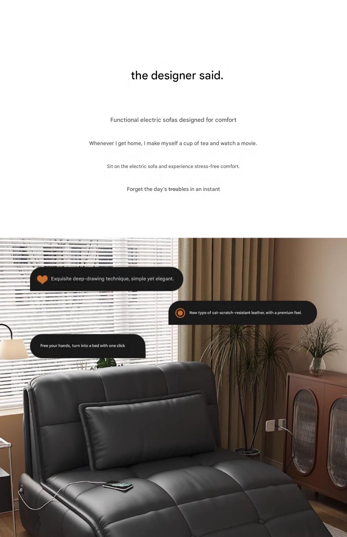 Luxary Electric Leather Folding Sofa Bed