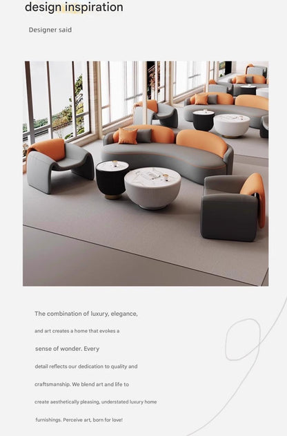 Modern Luxury Curved Reception Sofa Set With Coffee Table