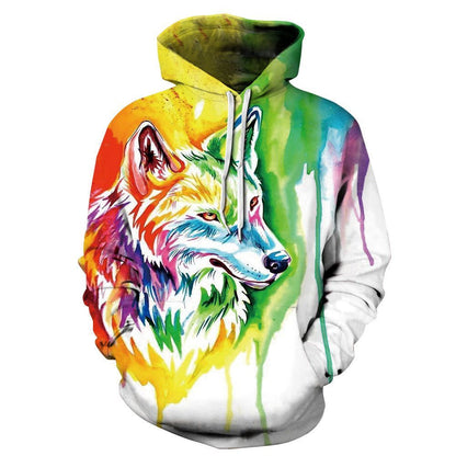 Unisex 3D Wolf Print Hoodie