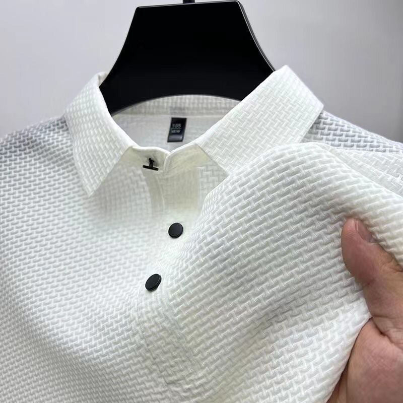 Mens Silk Mesh Collar T-shirt