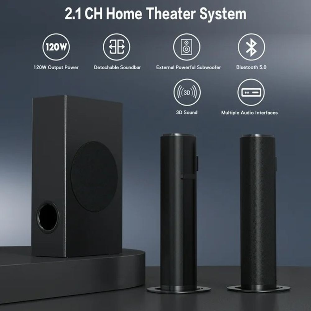 2.1ch Sound Bars for Smart TV with Subwoofer Set