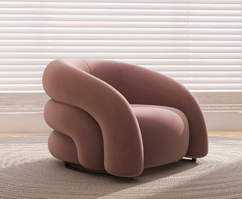 Modern Velvet Accent Chair with Sculptural Curved Design