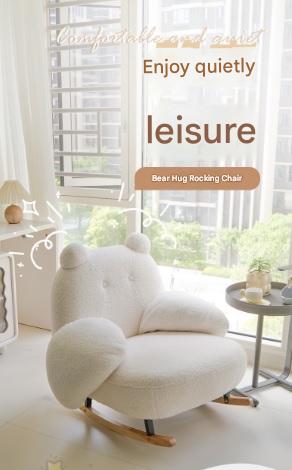 Luxury Teddy Bear Rocking Chair with Adjustable Backrest