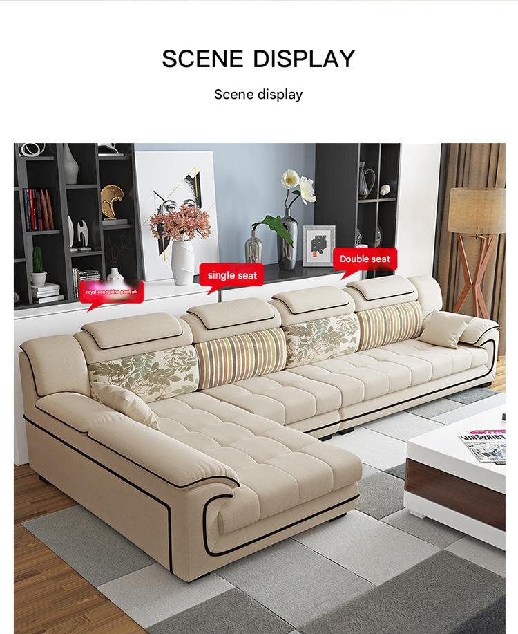 Modern L-Shaped Fabric Sectional Sofa With Adjustable Headrests