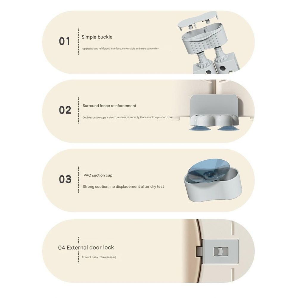 Luxury Beige Baby Fence Set with Horse & Ball Pool