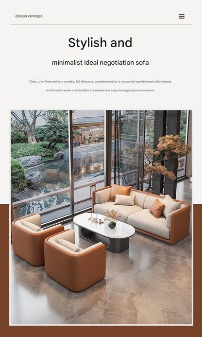 Luxury Modern Leather Sofa Set with Coffee Table