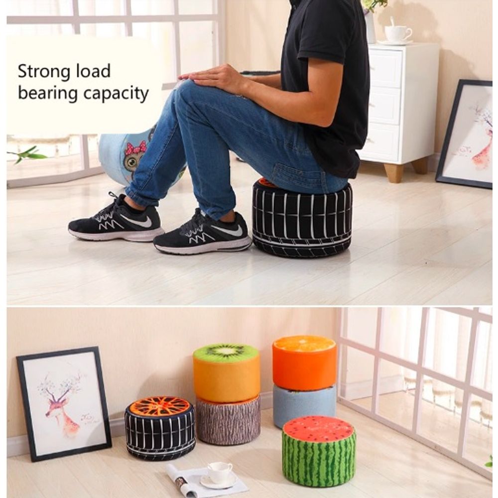 2 Pcs 3D Cartoon Style Plush Pouf Chair