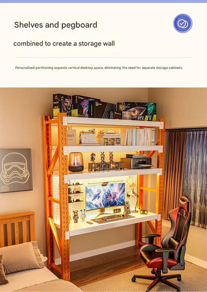 Modern Multi Layer Computer Desk with Storage Shelves