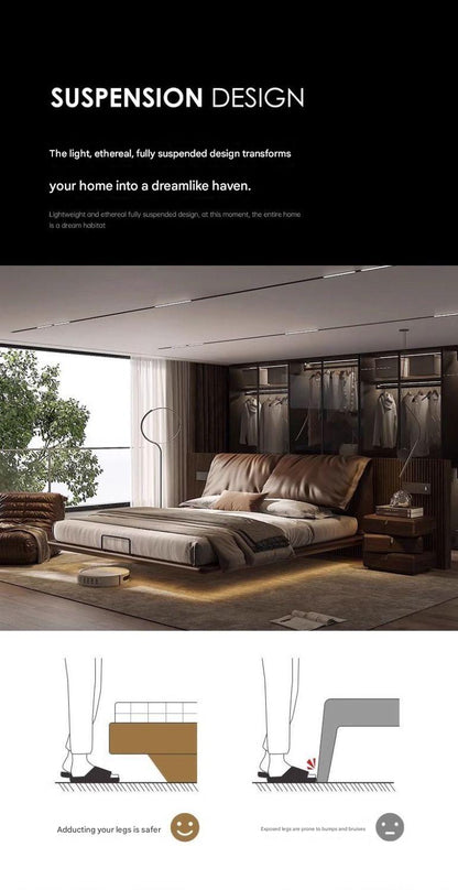 Italian Light Luxury Double Leather Bed