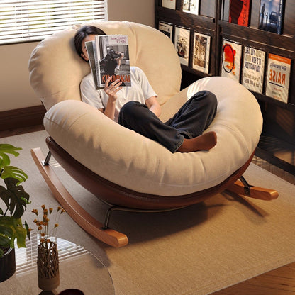 Modern Eggshell Rocking Chair with Ottoman