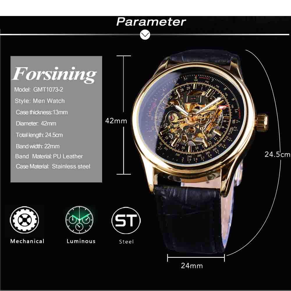 FORSINING Mens Retro Golden Watch