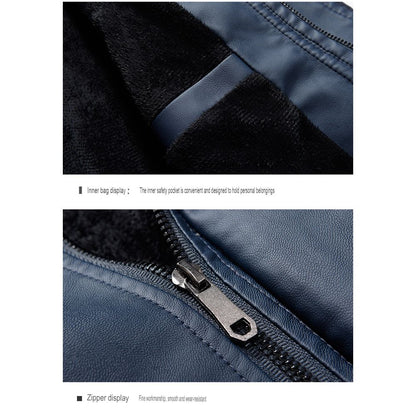 Mens Plush Leather Riding Jacket