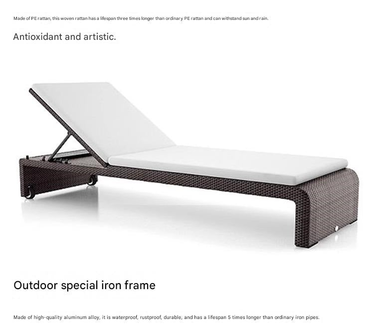 Outdoor Rattan Sun Lounger with Adjustable Backrest And Side Table