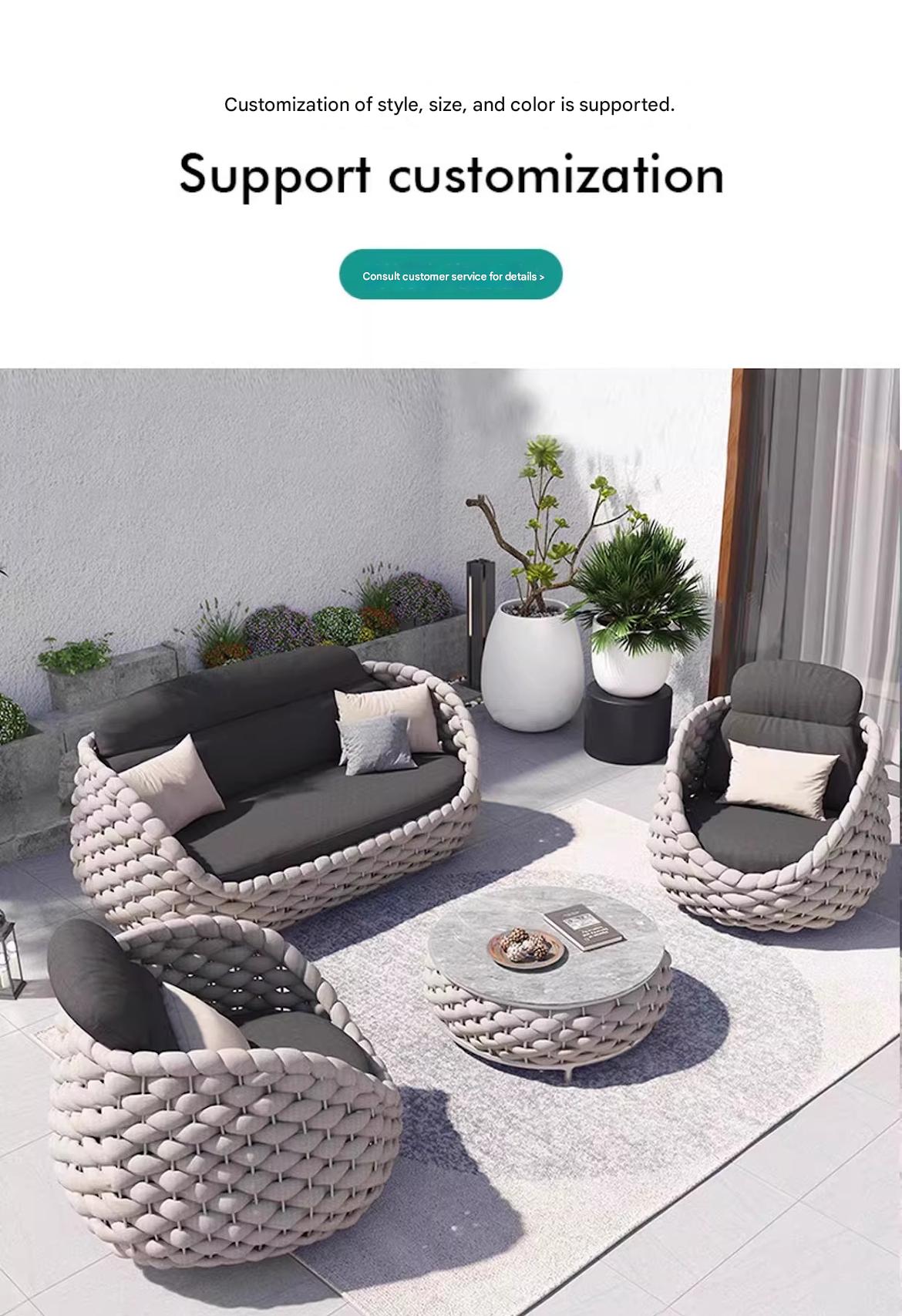 Luxury Outdoor Rattan Sofa Set with Coffee Table