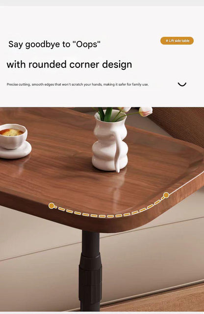 Luxury Adjustable Sofa Side Table with Wooden Top