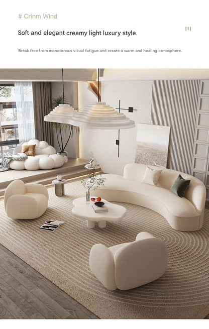 Modern Curved Cloud Sofa Set With Chair And Coffee Table