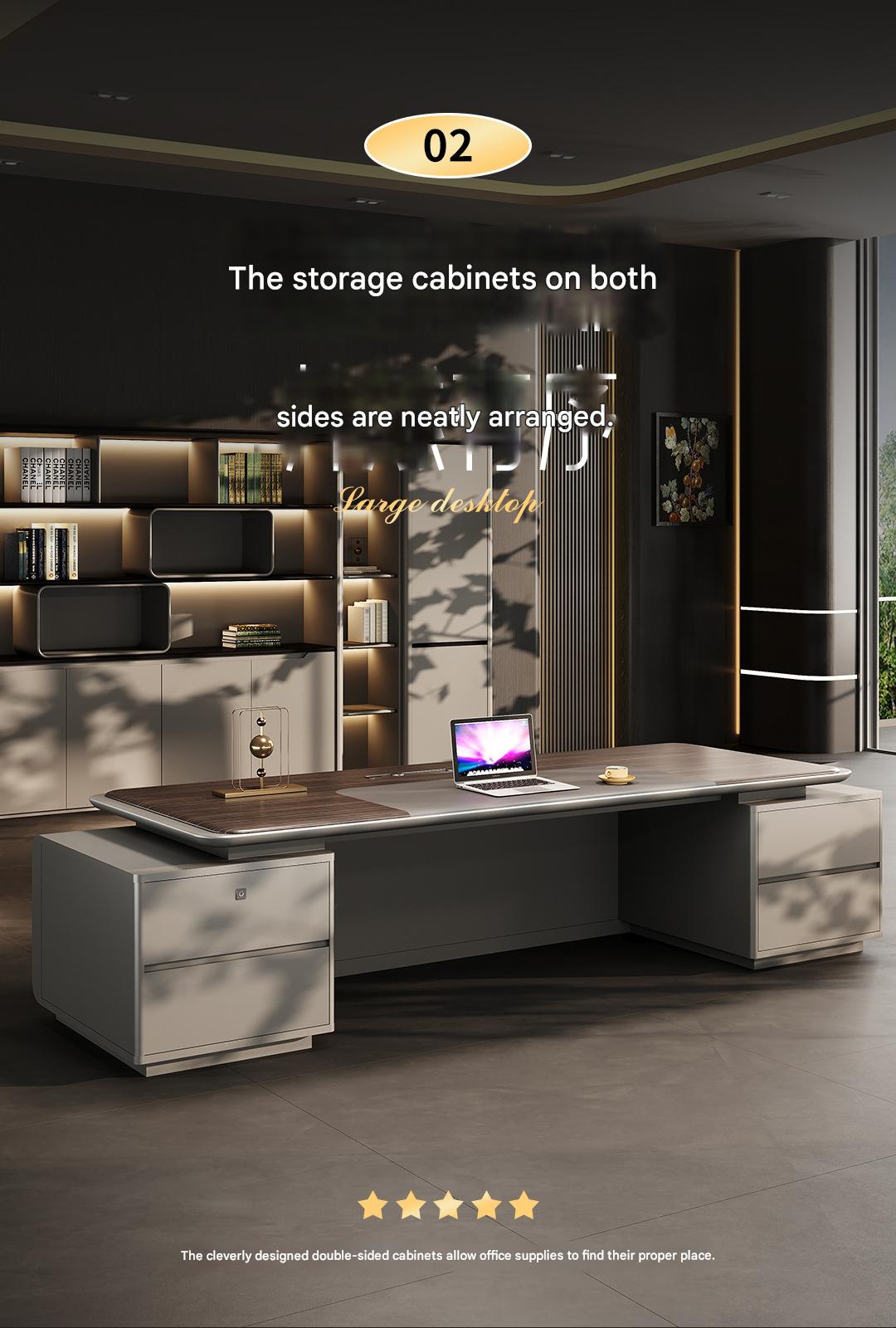 Luxury Executive Office Desk with LED Lighting