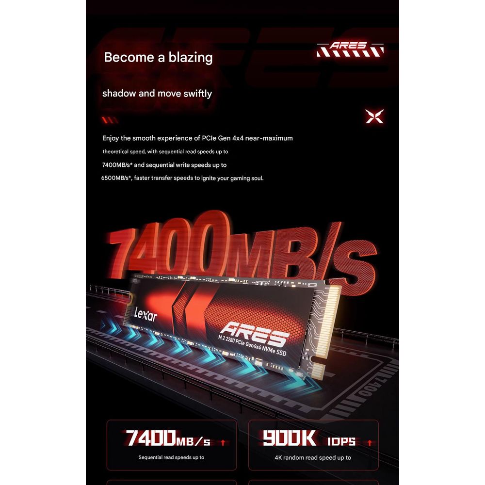 Lexar M.2 2280 PCIe Gen4x4 4TB NVME Solid State Drive