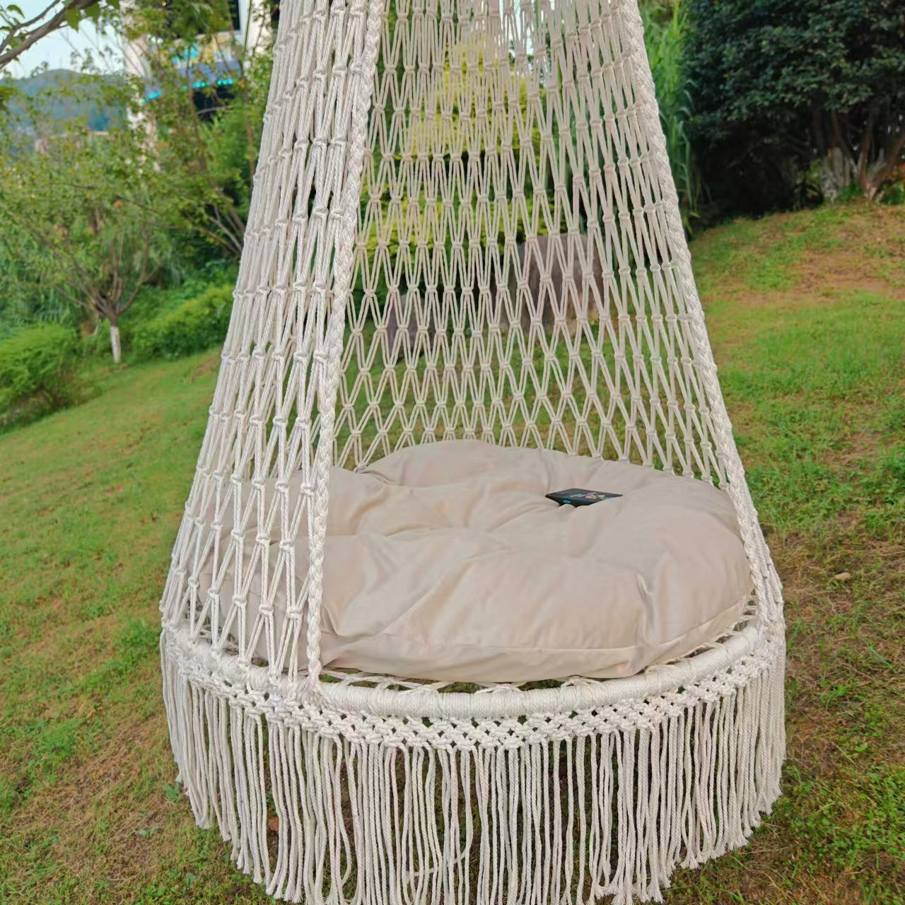 Outdoor Bohemian Hanging Chair with Tassels
