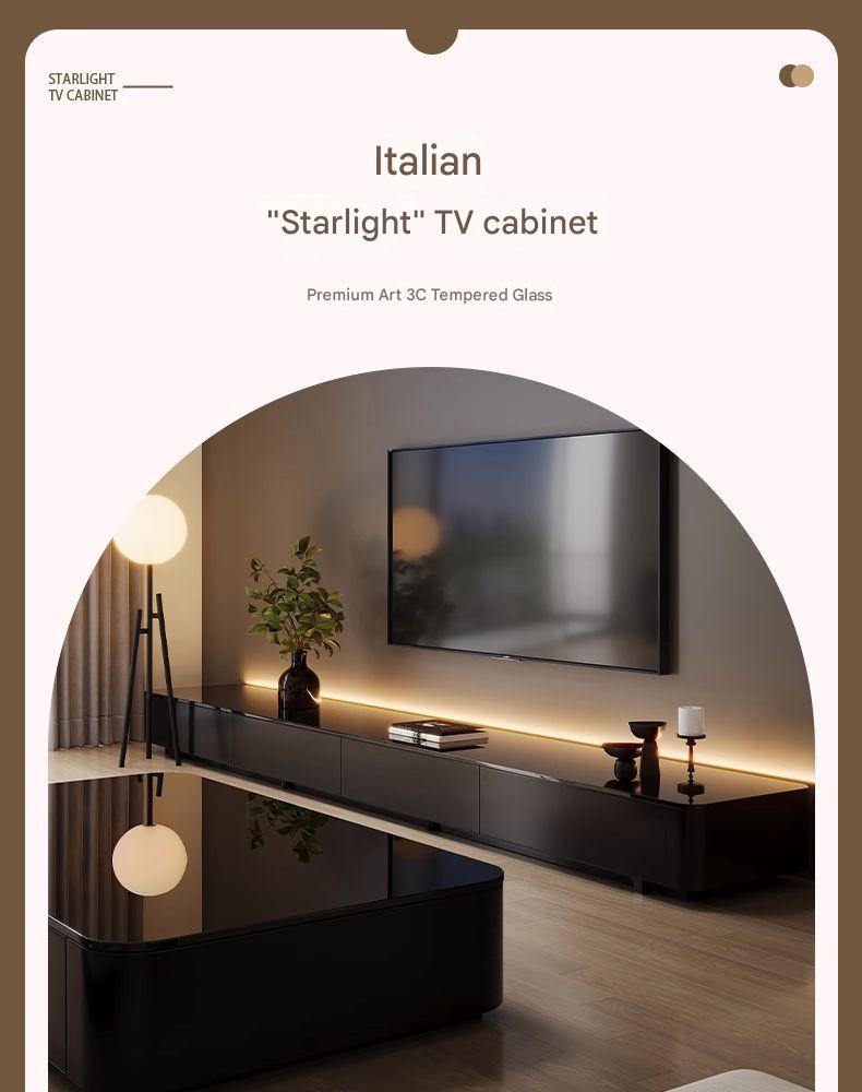 Luxury Floor Standing Glass TV Cabinet with Storage Drawers