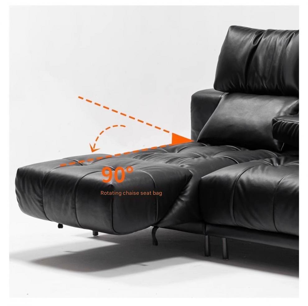 Modern Leather Lounge Sofa With Adjustable Backrest
