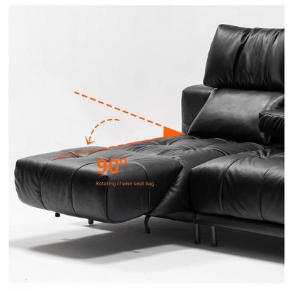 Modern Leather Lounge Sofa With Adjustable Backrest