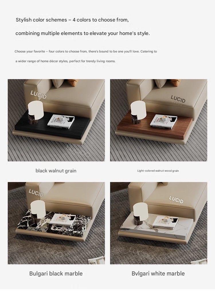 Italian Horizonte Flat Floor Leather Sofa With Side Cabinet
