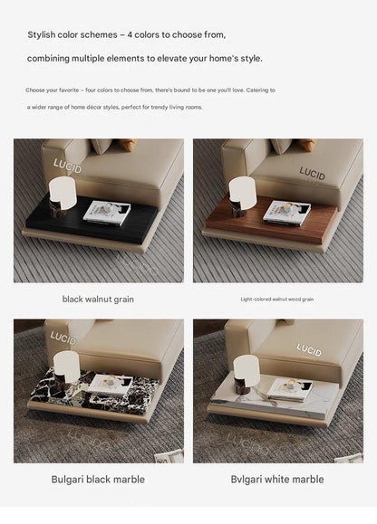Italian Horizonte Flat Floor Leather Sofa With Side Cabinet