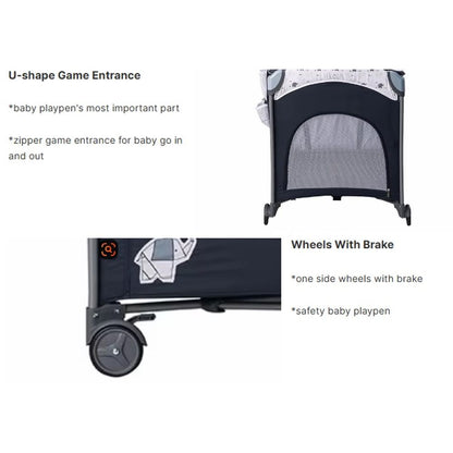 Foldable Baby Playpen With Music Toy Rack