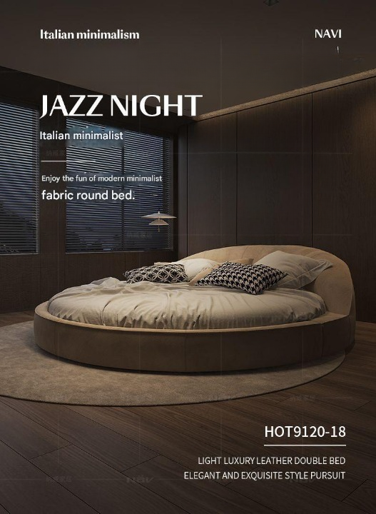 Italian Luxury Fabric Round Bed