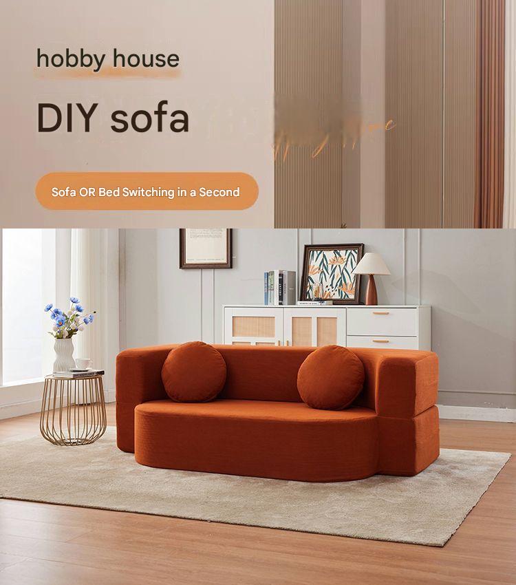 Modern Curved Foldable Fabric Sofa