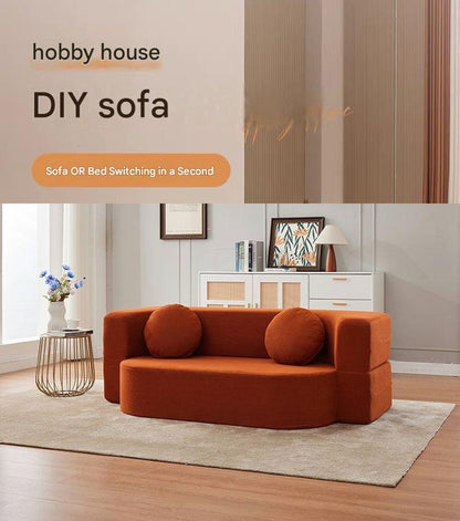 Modern Curved Foldable Fabric Sofa