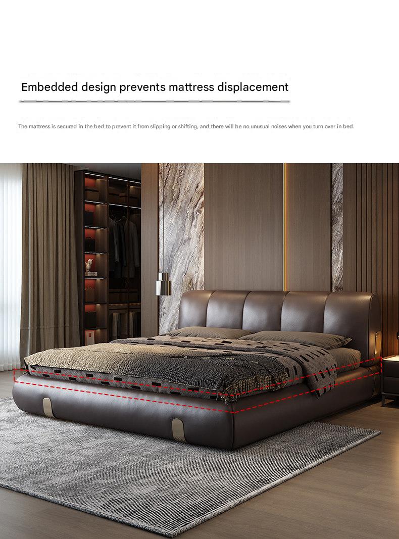 Italian Luxury Leather Sand Dune Double Bed