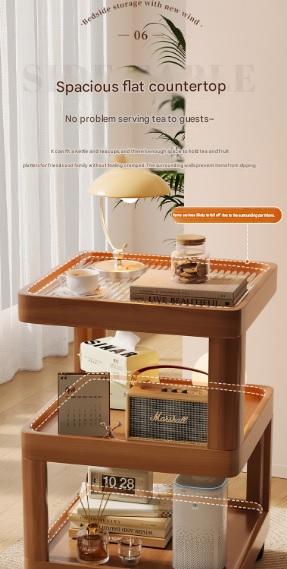 Modern Wooden Bedside Table With Wheels