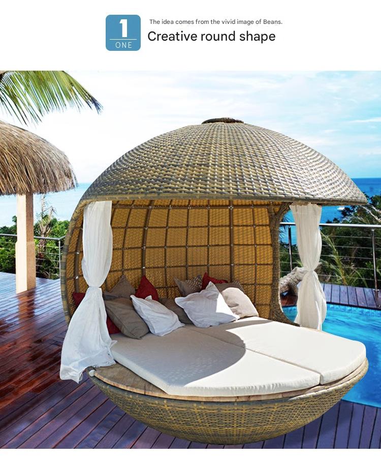 Luxury Outdoor Rattan Daybed Pod with Canopy