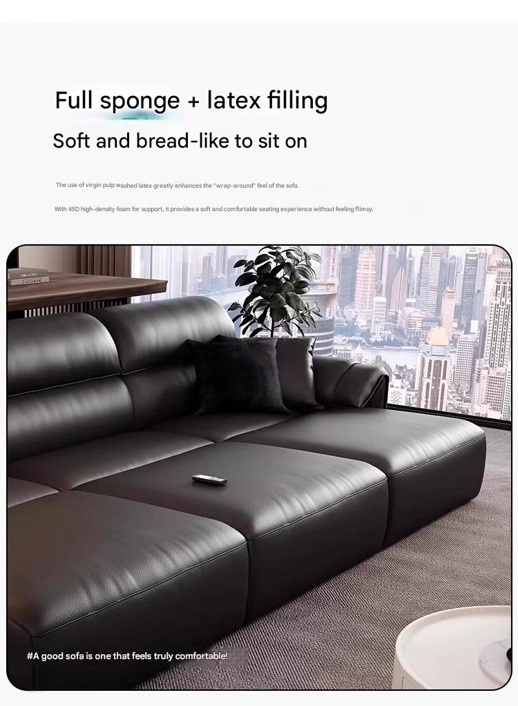 Italian MultiFunctional Retractable Cowhide Electric Leather Sofa