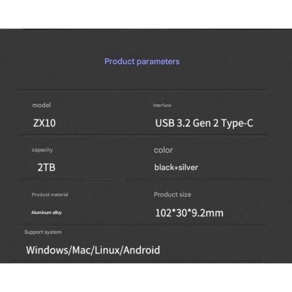 Netac ZX10 2TB Mobile Hard Disk Portable SSD
