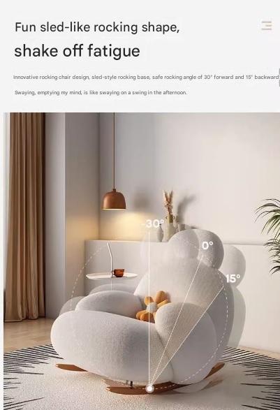 Luxury Lambswool Rocking Chair With Ottoman
