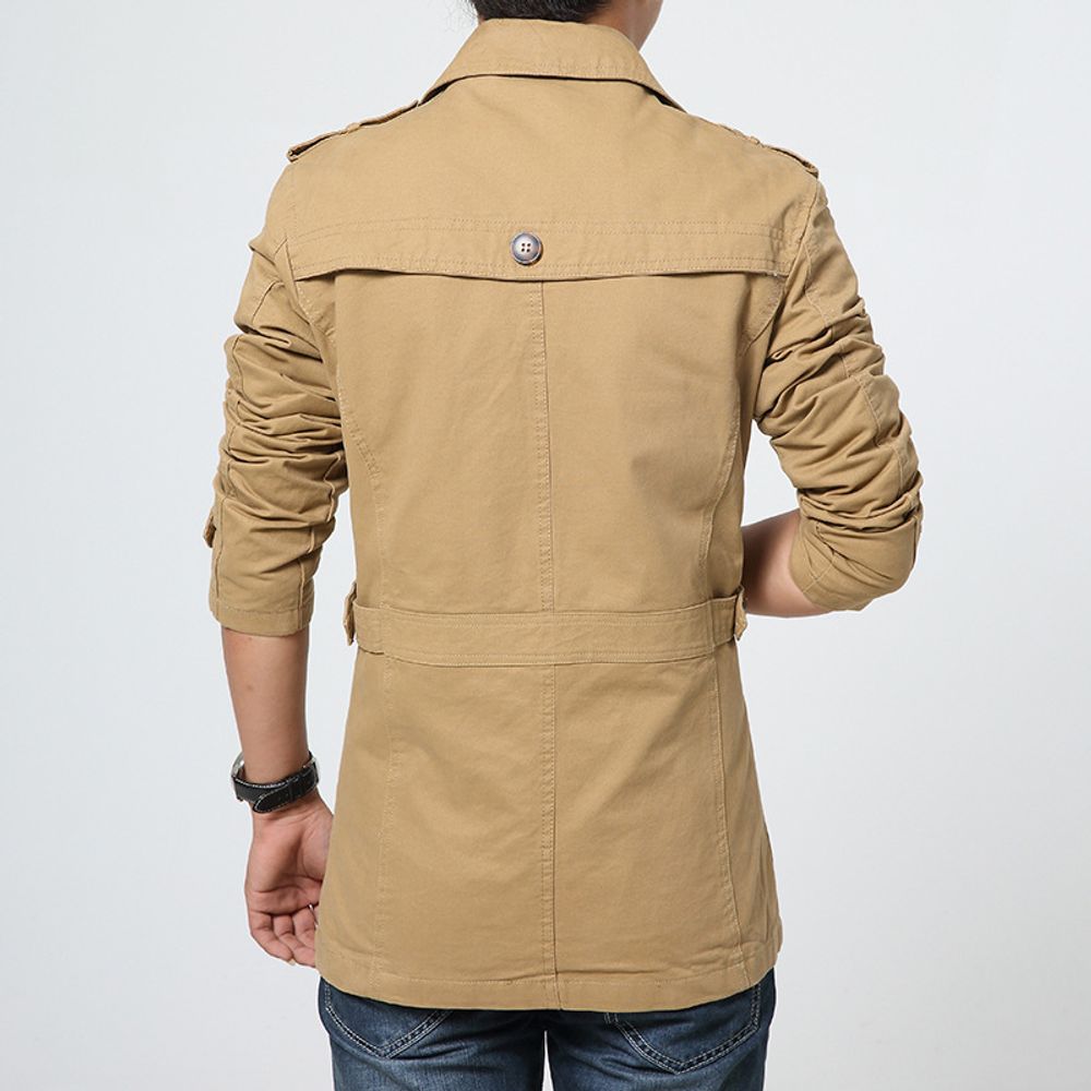 Mens Casual Pure Cotton Long Jacket