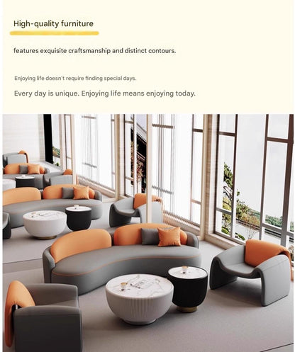 Modern Luxury Curved Reception Sofa Set With Coffee Table
