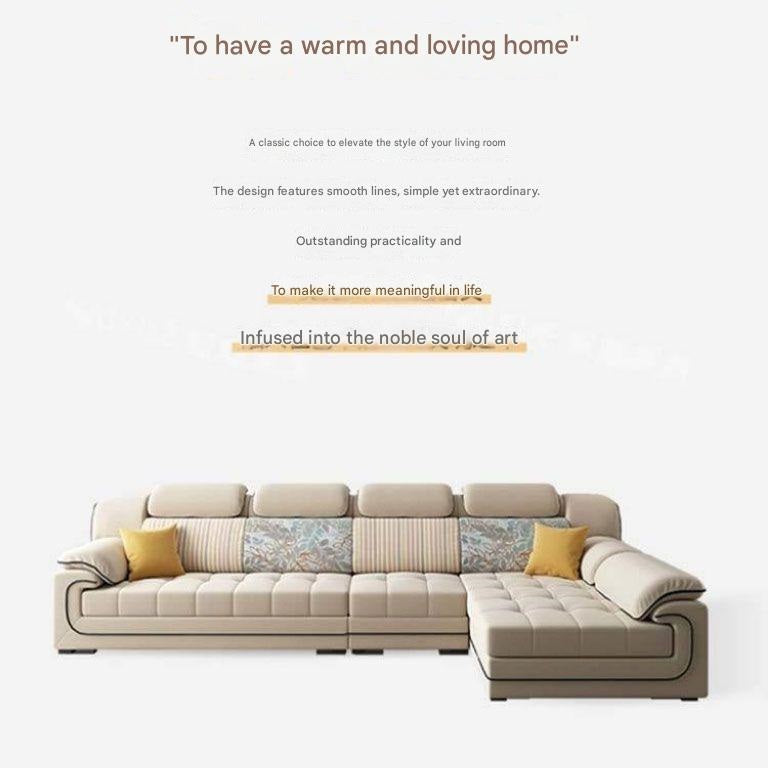 Modern L-Shaped Fabric Sectional Sofa With Adjustable Headrests