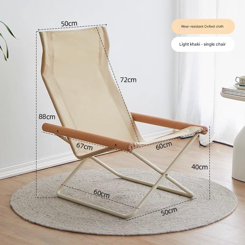 Modern Folding Lounge Chair with Wooden Armrests