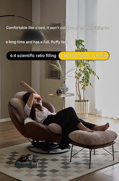 Modern Eggshell Swivel Recliner Chair with Ottoman