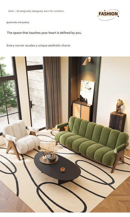 French Retro Sofa Set With Coffee Table Combination