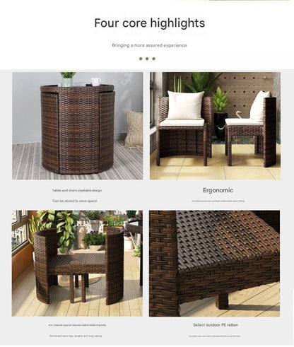 Outdoor Rattan Coffee Table And Chair Set with Cushions