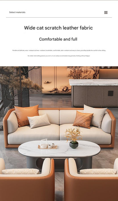 Luxury Modern Leather Sofa Set with Coffee Table