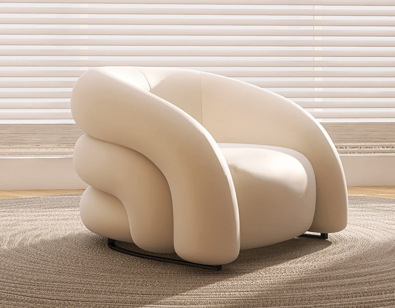 Modern Velvet Accent Chair with Sculptural Curved Design