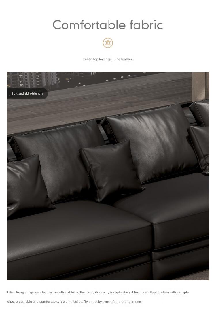 Luxury L-Shaped Leather Sectional Sofa Set