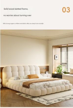 Modern Upholstered Platform Bed with Tufted Headboard