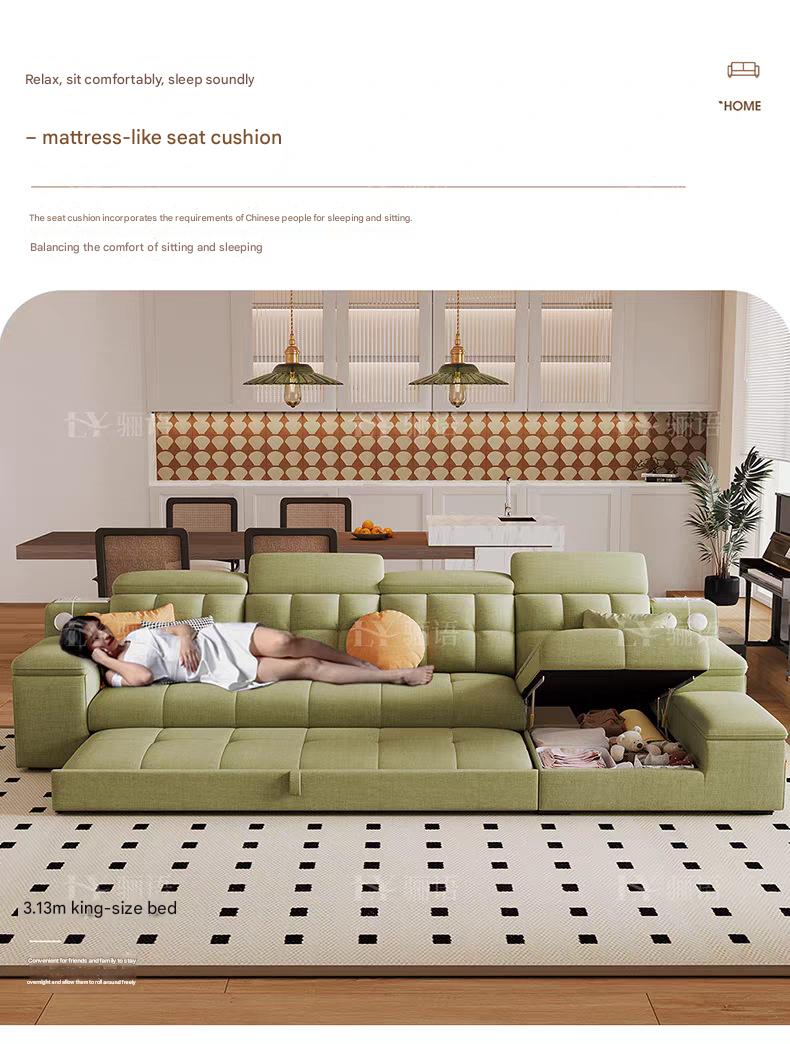 Luxury Chenille Cotton Linen Folding Sofa Bed